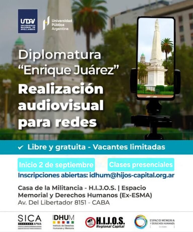 Inscripción finalizada l Diplomatura gratuita Enrique Juárez en realización audiovisual para redes